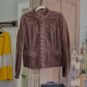 Chico’s brown corduroy jacket with rivet details!